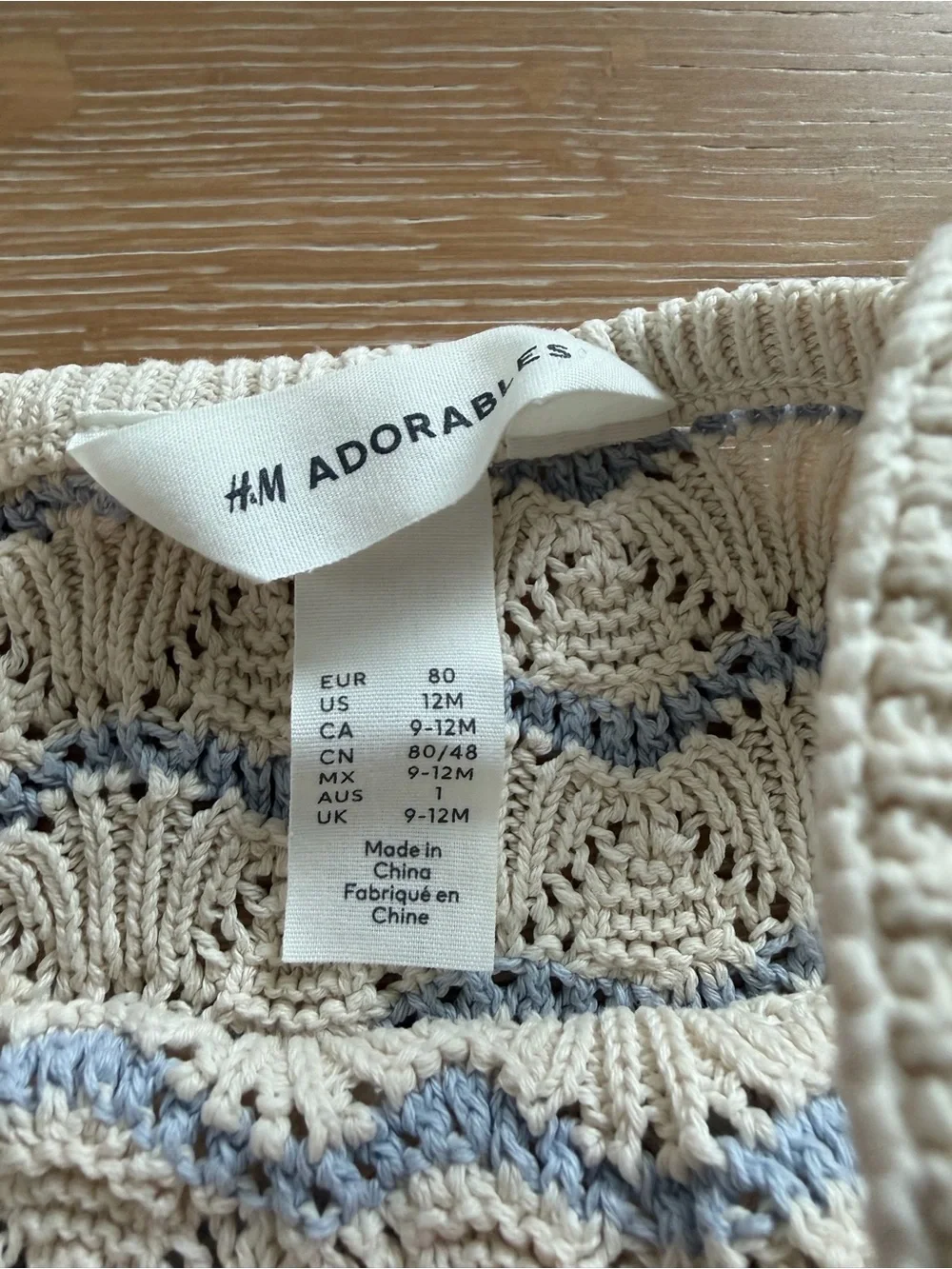 H&M Adorables Cream & blue Crochet/knit set